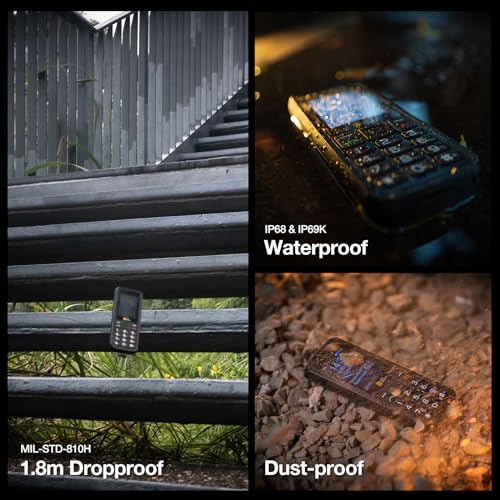AGM M9 Rugged Basic Cell Phone, 4G Feature Phone, Simple Mobile Phones, Waterproof, Drop-Proof, Large Buttons, Large Font, Speed Dial, 3 Card Slots, FM Radio, w/Flashlight, 1000mAh, for T-Mobile Only