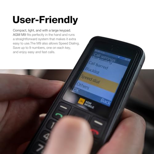 AGM M9 Rugged Basic Cell Phone, 4G Feature Phone, Simple Mobile Phones, Waterproof, Drop-Proof, Large Buttons, Large Font, Speed Dial, 3 Card Slots, FM Radio, w/Flashlight, 1000mAh, for T-Mobile Only