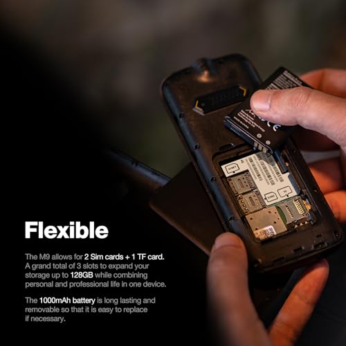 AGM M9 Rugged Basic Cell Phone, 4G Feature Phone, Simple Mobile Phones, Waterproof, Drop-Proof, Large Buttons, Large Font, Speed Dial, 3 Card Slots, FM Radio, w/Flashlight, 1000mAh, for T-Mobile Only