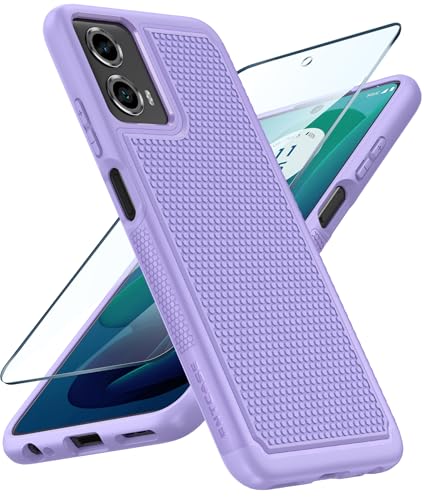 FNTCASE for Motorola Moto G-5G-2024 Case: Dual Layer Heavy Duty Cell Phone Protective Cover Shockproof Rugged with Non-Slip Textured - Military Drop Protection Bumper Tough Case (Light Purple)
