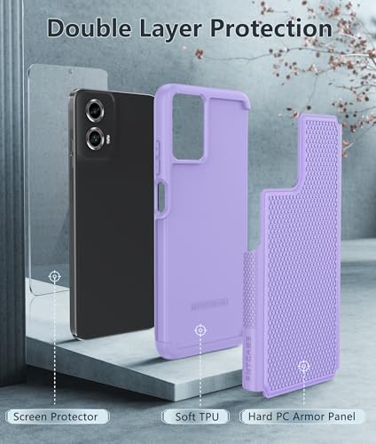 FNTCASE for Motorola Moto G-5G-2024 Case: Dual Layer Heavy Duty Cell Phone Protective Cover Shockproof Rugged with Non-Slip Textured - Military Drop Protection Bumper Tough Case (Light Purple)