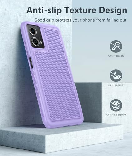 FNTCASE for Motorola Moto G-5G-2024 Case: Dual Layer Heavy Duty Cell Phone Protective Cover Shockproof Rugged with Non-Slip Textured - Military Drop Protection Bumper Tough Case (Light Purple)
