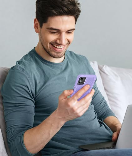 FNTCASE for Motorola Moto G-5G-2024 Case: Dual Layer Heavy Duty Cell Phone Protective Cover Shockproof Rugged with Non-Slip Textured - Military Drop Protection Bumper Tough Case (Light Purple)