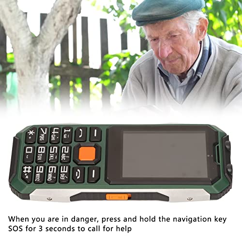 2G Seniors Cell Phone, Feature Phone Unlocked Rugged Phone, Dual SIM, 6800mAh Long Battery Life, 2.4in HD Screen, LED Flashlight, Big Button Loud Speaker, Cell Phone for Outdoor Hiking Travel(Green)