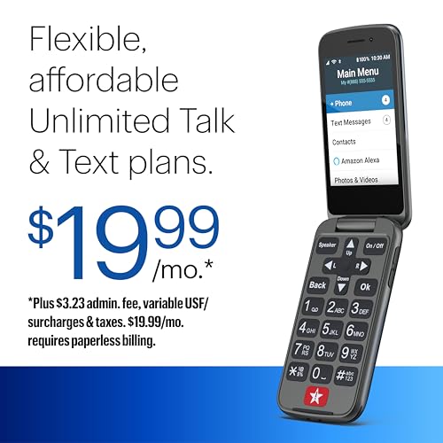 LIVELY Jitterbug Flip2 - Flip Cell Phone for Seniors - Not Compatible with Other Wireless Carriers- Must Be Activated Phone Plan- Graphite