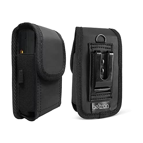 BELTRON Vertical Leather Case for CAT S22 Flip Phone/Sonim XP3 Plus XP3900 Flip Phone, Features: Heavy Duty Belt Loop, Metal Belt Clip & Dual Magnet Closure