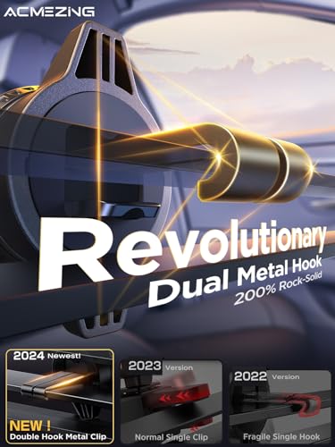 ACMEZING 3-in-1 Car Phone Holder Mount [Extreme Terrain Stability] Dashboard Windshield Air Vent [Double Metal Hook] Cell Phone Holders for Your Car for iPhone Samsung All Smartphones & All Car Model