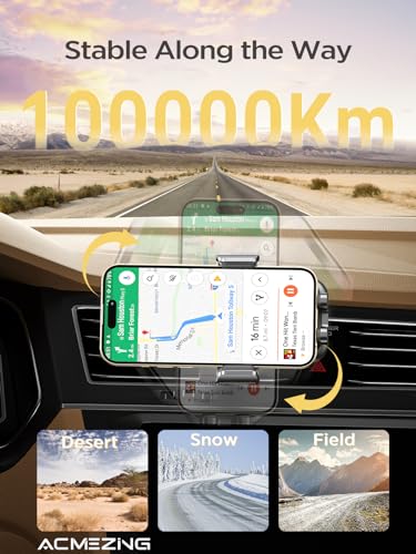 ACMEZING 3-in-1 Car Phone Holder Mount [Extreme Terrain Stability] Dashboard Windshield Air Vent [Double Metal Hook] Cell Phone Holders for Your Car for iPhone Samsung All Smartphones & All Car Model