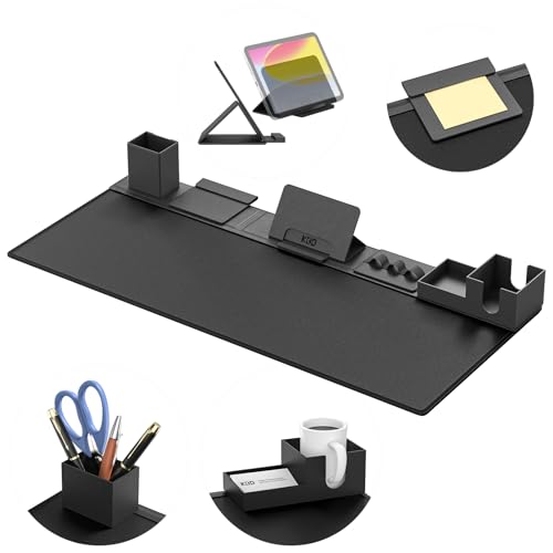 KDD Desk Pad and Organizer Set, 6 in 1 Mouse Mat with Magnetic Desktop Storage Accessories DIY Feature for Phone and Tablet Stand/Cup Holder/Card Holder/Pen Holder/Cable Management for Office and Home