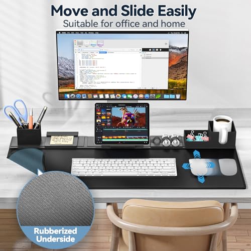 KDD Desk Pad and Organizer Set, 6 in 1 Mouse Mat with Magnetic Desktop Storage Accessories DIY Feature for Phone and Tablet Stand/Cup Holder/Card Holder/Pen Holder/Cable Management for Office and Home