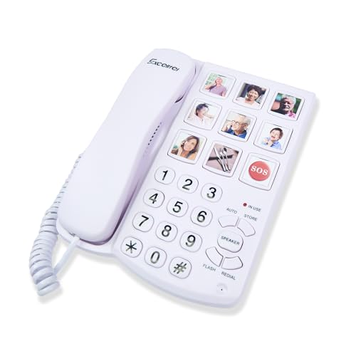 Excelltel Big Button Phone for Seniors, Corded Landline Telephone with Handsfree Function and 9 Groups of Memory, One-Touch Dialling,Suitable People with Vision Disorders/Hearing Damage (EX-LD-858HF)
