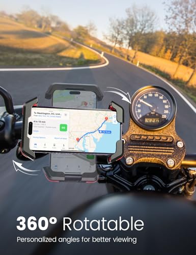 Bike Cell Phone Holder, Bike Handlebar Phone Mount [2024 Upgraded 3S Quick Install] Motorcycle Phone Mount, for iPhone Bike Mount, Bicycle Phone Mount Handlebar Fit For EBike, Scooter,Bike Accessories
