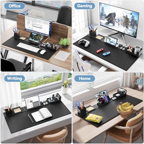 KDD Desk Pad and Organizer Set, 6 in 1 Mouse Mat with Magnetic Desktop Storage Accessories DIY Feature for Phone and Tablet Stand/Cup Holder/Card Holder/Pen Holder/Cable Management for Office and Home