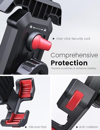 Bike Cell Phone Holder, Bike Handlebar Phone Mount [2024 Upgraded 3S Quick Install] Motorcycle Phone Mount, for iPhone Bike Mount, Bicycle Phone Mount Handlebar Fit For EBike, Scooter,Bike Accessories