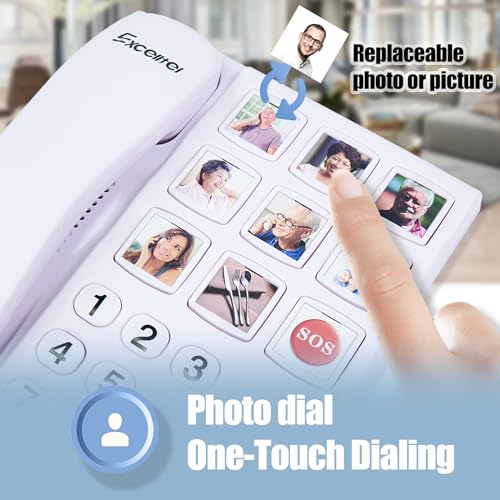 Excelltel Big Button Phone for Seniors, Corded Landline Telephone with Handsfree Function and 9 Groups of Memory, One-Touch Dialling,Suitable People with Vision Disorders/Hearing Damage (EX-LD-858HF)