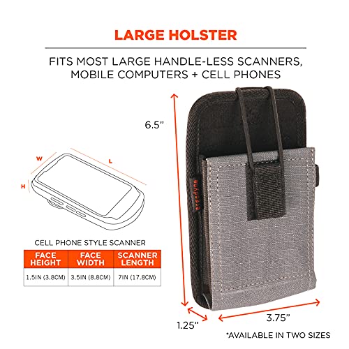 Ergodyne Squids 5542 Barcode Scanner Holster Pouch for Phone Size Mobile Computers, Holder for Handheld Bar Code Scanners, Loop Attachment for Belt or Equipment Large
