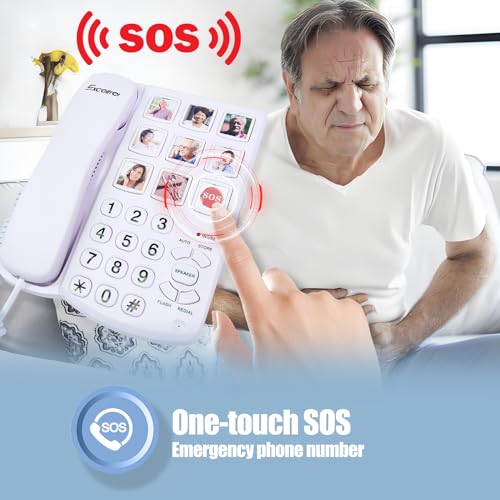 Excelltel Big Button Phone for Seniors, Corded Landline Telephone with Handsfree Function and 9 Groups of Memory, One-Touch Dialling,Suitable People with Vision Disorders/Hearing Damage (EX-LD-858HF)