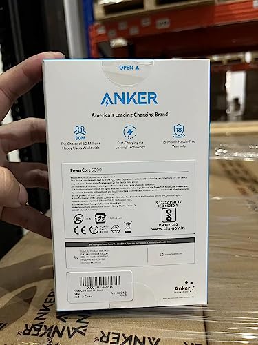 Anker PowerCore 5,000mAh Portable Charger, Ultra-Compact 5K External Battery with Fast-Charging Technology, Power Bank for iPhone 15/15 Plus/15 Pro/15 Pro Max, iPad, Samsung Galaxy and More