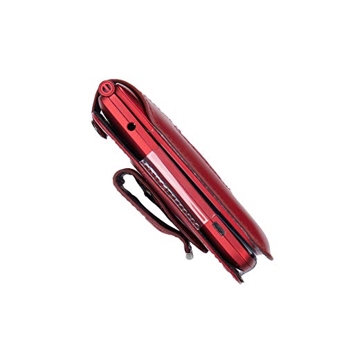 Fitted Leather Case for Alcatel GreatCall Jitterbug Flip Phone for Seniors, Features: Rotating Belt Clip, Screen & Keypad Protection, Secure Fit (Red)