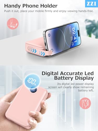 Portable Charger 40000mAh Power Bank,Fast Charging Battery Pack,USB-C supports up to Android-22.5W/iOS-20W Output,LED Display Portable Phone Charger for iPhone 15/14/13 Series, Samsung Google (Pink)