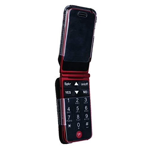 Fitted Leather Case for Alcatel GreatCall Jitterbug Flip Phone for Seniors, Features: Rotating Belt Clip, Screen & Keypad Protection, Secure Fit (Red)