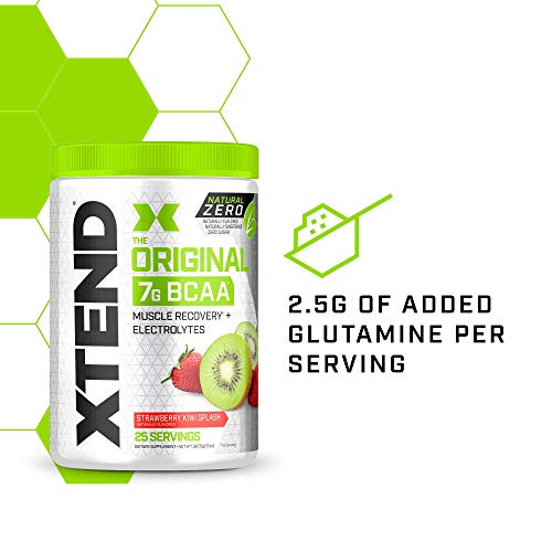 XTEND Natural Zero BCAA Powder Strawberry Kiwi Splash | Free of Artificial Sweeteners, Flavors, and Chemical Dyes | Post Workout Drink with Amino Acids | 7g BCAAs for Men & Women | 25 Servings