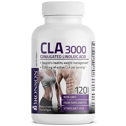 Bronson CLA 3000 Extra High Potency Supports Healthy Weight Management Lean Muscle Mass Non-Stimulating Conjugated Linoleic Acid 120 Softgels
