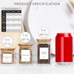 Laramaid 9oz 12Packs Glass Jars Set with Minimalist Spice Labels, Square Spice Jars with Bamboo Lids and White Vinyl Customized Sticker Labels, Food Storage Container Canisters