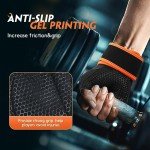 HTZPLOO Workout Gloves Gym Gloves Weight Lifting Gloves for Men Women with Full Palm Pad,Strong Wrist Wraps Support,Enhanced Grip,for Fitness,Training,Weightlifting,Exercise (Black&Orange, Large)