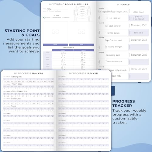 Clever Fox Fitness & Food Journal – Nutrition & Workout Planner for Women & Men – Diet & Gym Exercise Log Book with Calendars, Diet & Training Trackers - Undated, A5 Size, Hardcover (Mystic Blue)