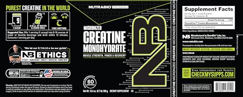 NutraBio Creatine Monohydrate Supplement, Unflavored, (300 g) - Supports Muscle Energy, Recovery, and Strength - HPLC Tested Pure Grade Creatine Supplement