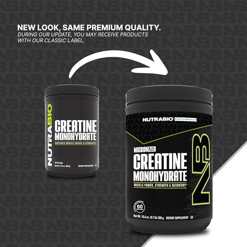 NutraBio Creatine Monohydrate Supplement, Unflavored, (300 g) - Supports Muscle Energy, Recovery, and Strength - HPLC Tested Pure Grade Creatine Supplement