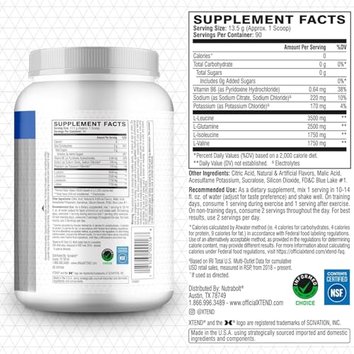 Scivation Xtend Original BCAA, Blue Raspberry Ice, 90 Servings, 1260 gm