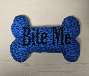 Handmade Blue Cheetah Bone Dog Toy