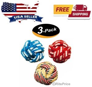 Cotton Dog Rope Ball Toys - 3 Pack