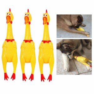 3-Pack Squeaky Rubber Chicken Dog Chew Toys