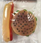 Squeaky Hamburger & Hot Dog Rubber Chew Toys