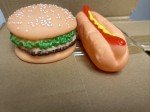 Squeaky Hamburger & Hot Dog Rubber Chew Toys