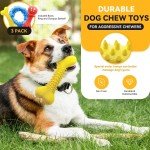 Durable 3-Pack Chew Toys for Aggressive Dogs