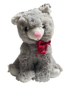 Gray Plush Squeaky Dog Toy - Lucky the Cat