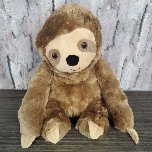 Squeaky Brown Plush Sloth Dog Toy - 11