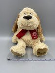 Plush Squeaker Toy Dog with Scarf - Brown