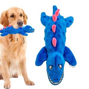 Crocodile Squeaky Dog Toy with Crinkle Paper