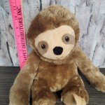 Squeaky Brown Plush Sloth Dog Toy - 11