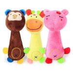 3-Pack Plush Squeaky Animal Dog Toys