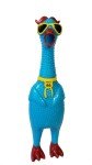 Squeaky Rubber Chicken Toy - 12.5 Inches Blue