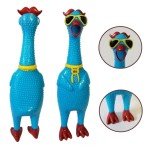 Squeaky Rubber Chicken Toy - 12.5 Inches Blue