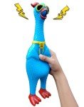 Squeaky Rubber Chicken Toy - 12.5 Inches Blue