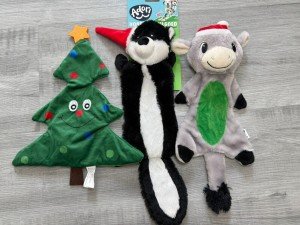 3-Pack Christmas Crinkle Dog Toys with Squeakers