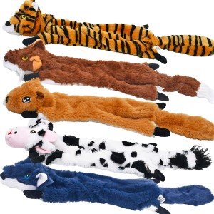 5-Pack No-Stuffing Plush Squeaky Dog Toys